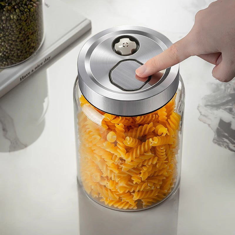 Borosilicate Glass Pickle & Snacks Jar with Dual Exhaust Valves (1 Liter)