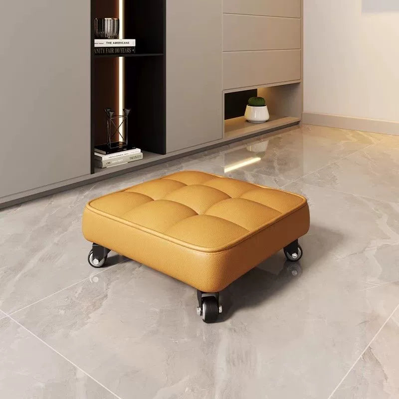 Multi Purpose Low Rolling Stool Cushioned Seat with Swivel Wheels