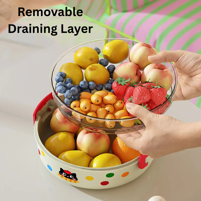 Double-Layer Fruit Drain Box for Home & Kitchen Storage
