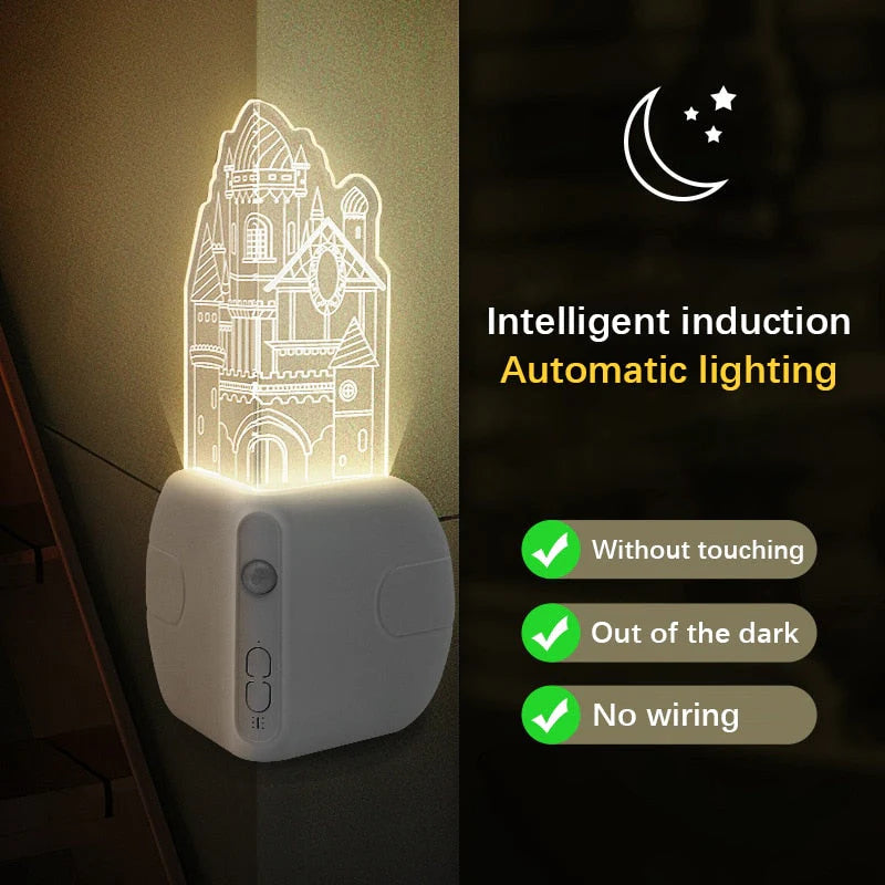 Smart Motion Sensor Magnetic LED Castle Night Light