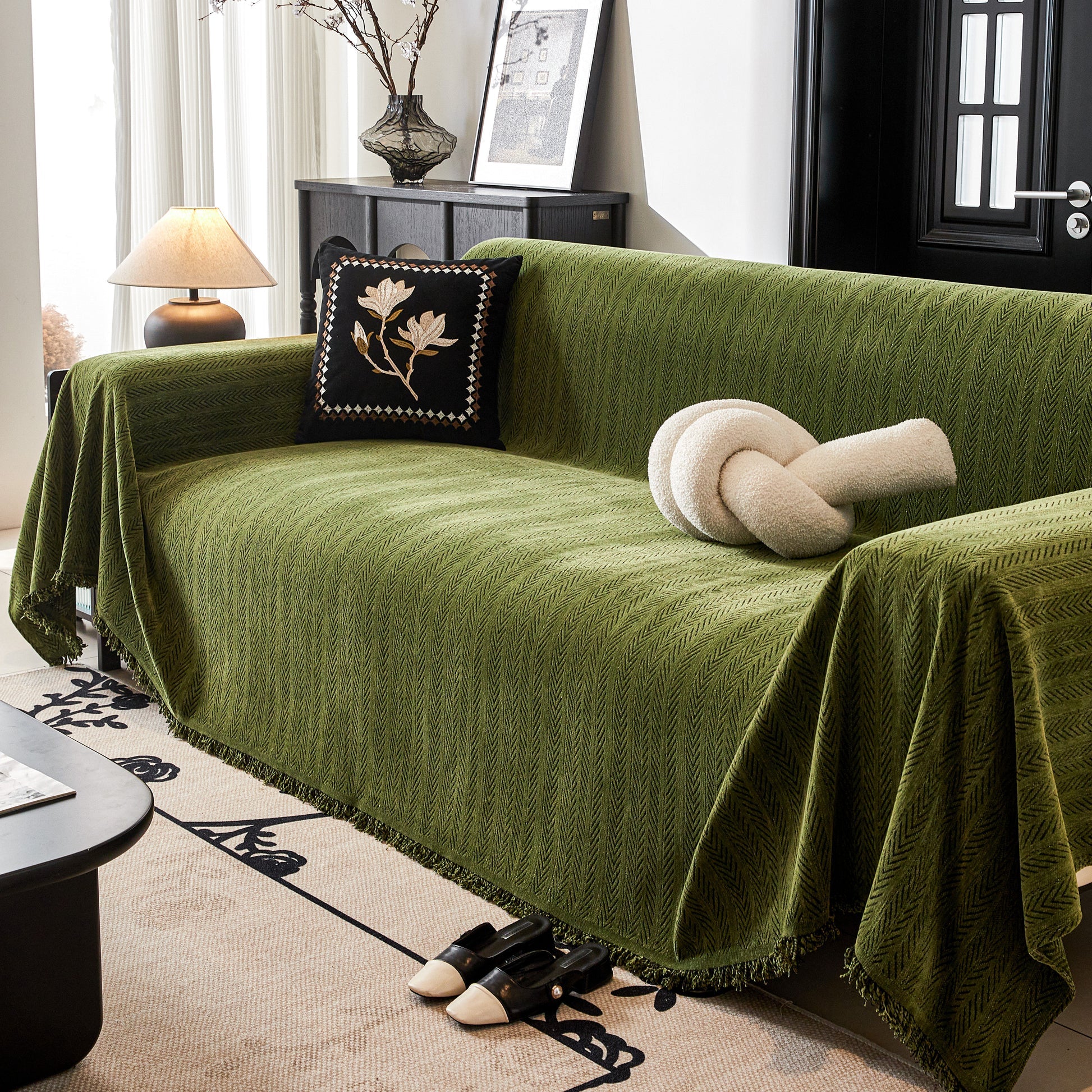 Reversible Elegant Chenille Fabric Wrinkle-Resistant Build Sofa Cover