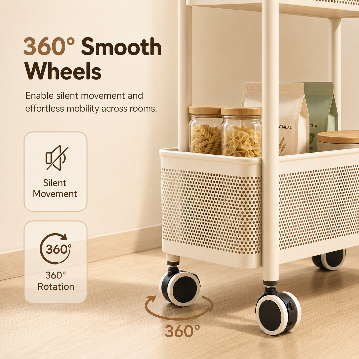 Homero Multipurpose 4-Layer High Quality Plastic Narrow Gap Storage Trolley