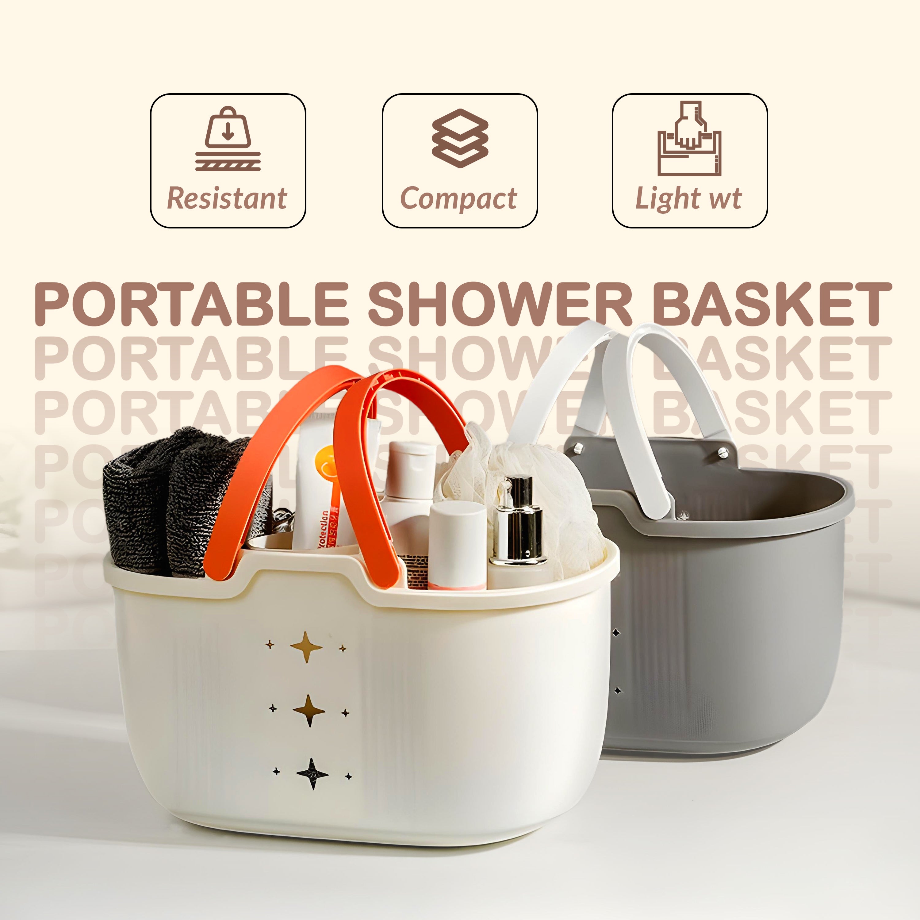 Homero Portable Shower Basket with Drain Holes and Handle