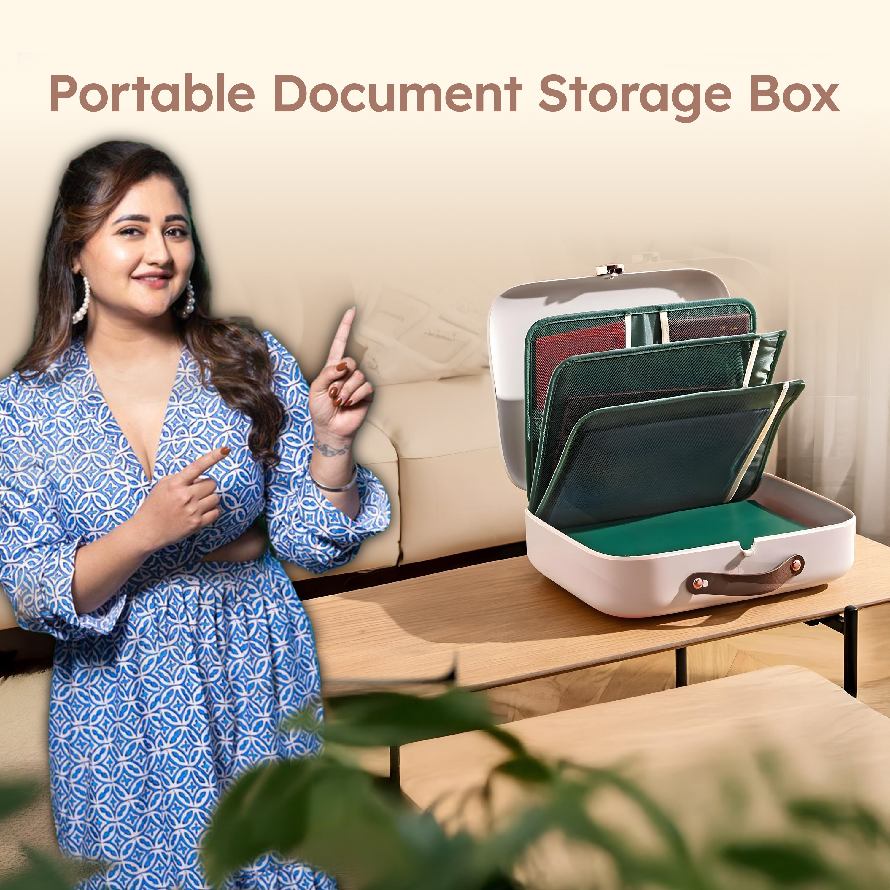 Homero Portable Document Storage Box with Secure Locking Mechanism (Tranquil Blue)