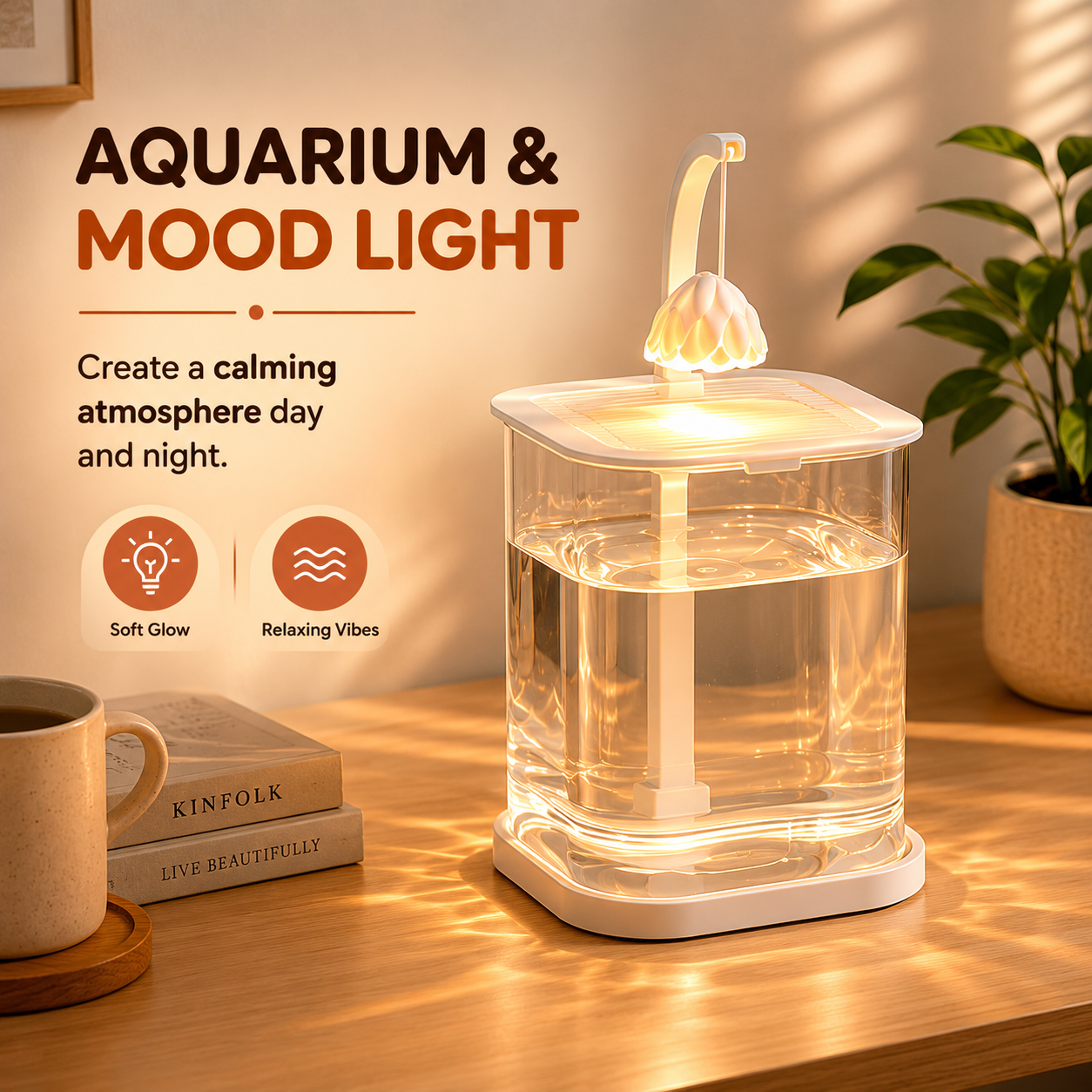 Homero Multi-Functional Ice Crystal Desktop Aquarium Setup with Lamp