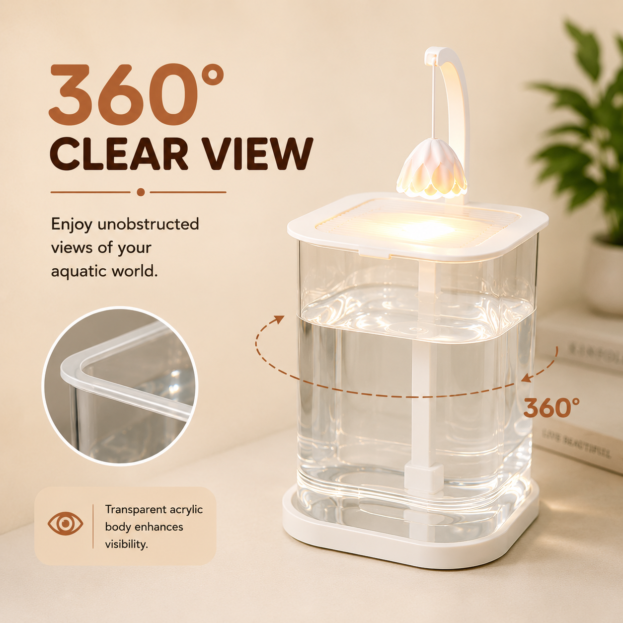 Homero Multi-Functional Ice Crystal Desktop Aquarium Setup with Lamp