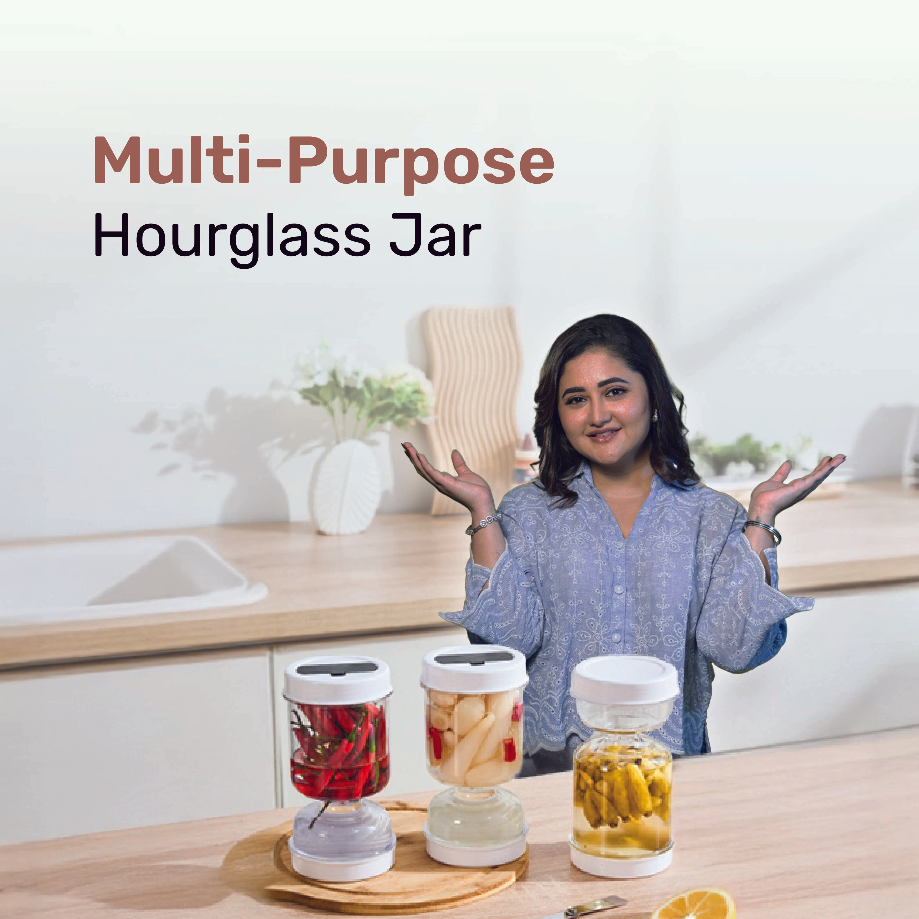 Homero Multi-Purpose Hourglass Jar with Strainer 1.1L
