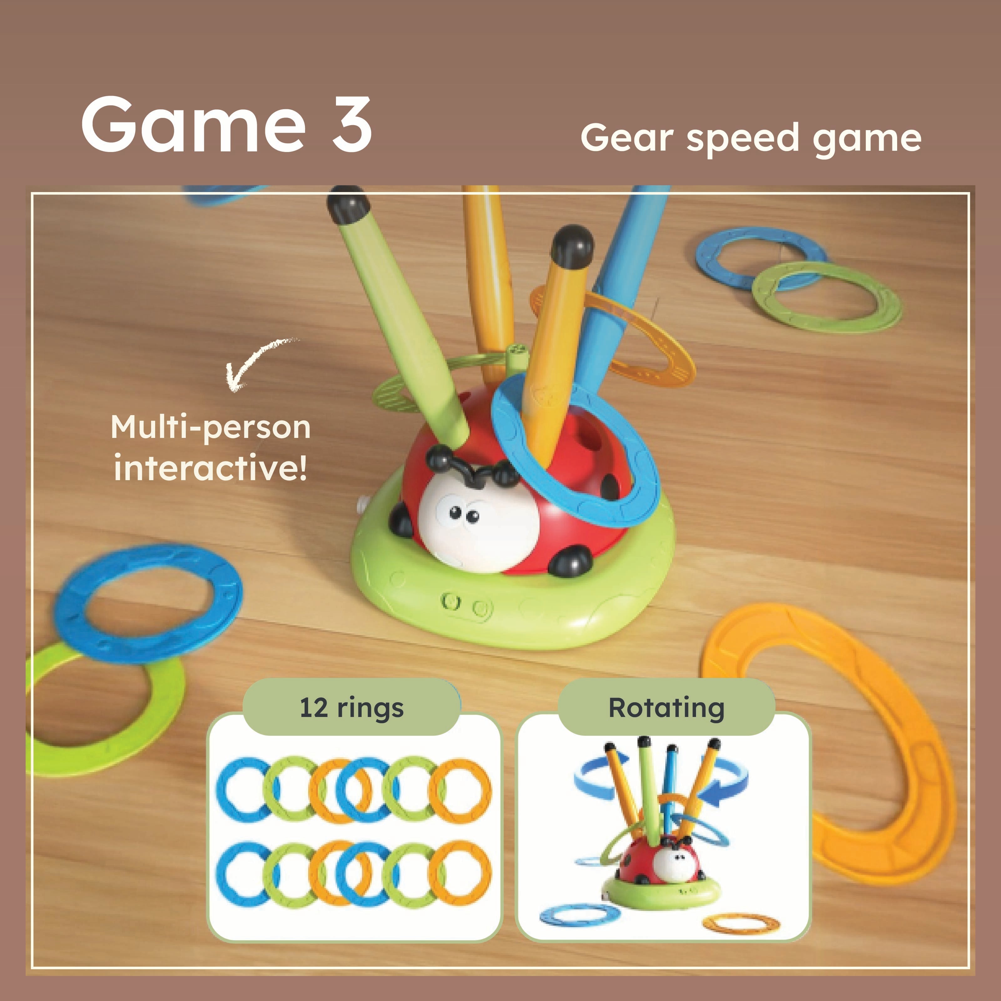 Homero 3 in 1 Musical Jump/Toss Ring/Rocket Launcher Toy for Kids