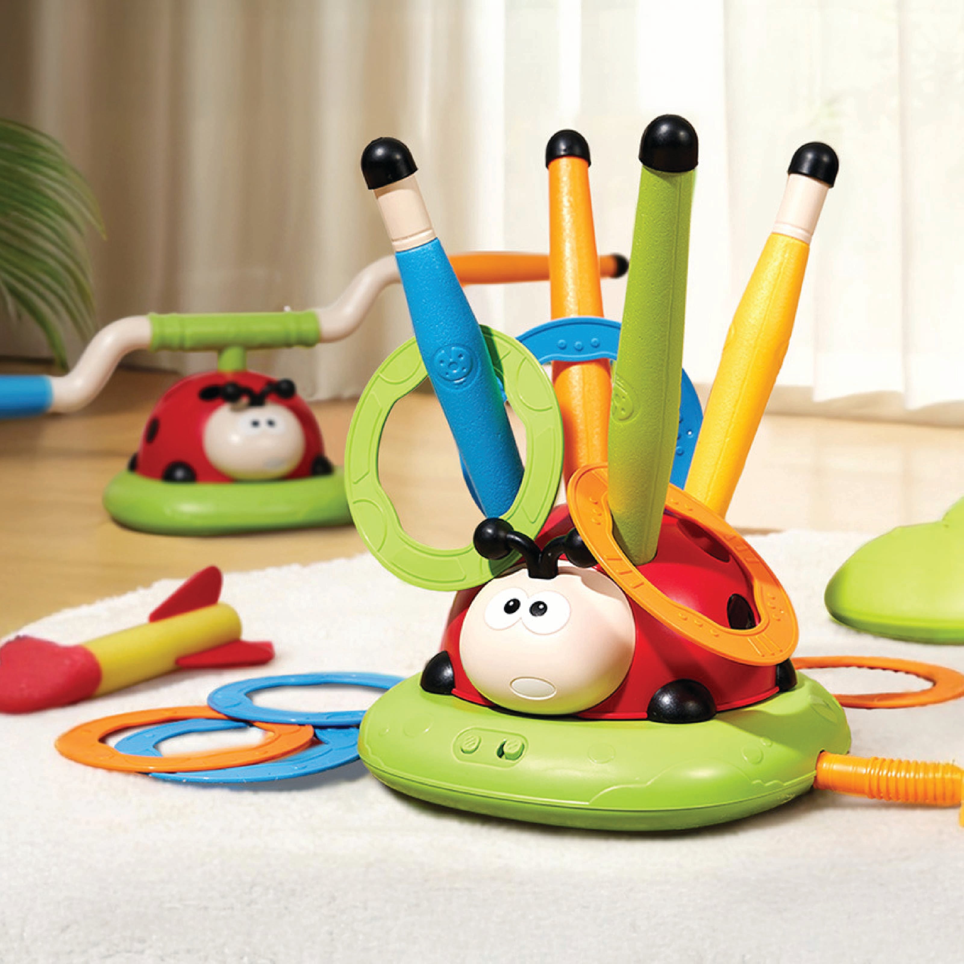Homero 3 in 1 Musical Jump/Toss Ring/Rocket Launcher Toy for Kids