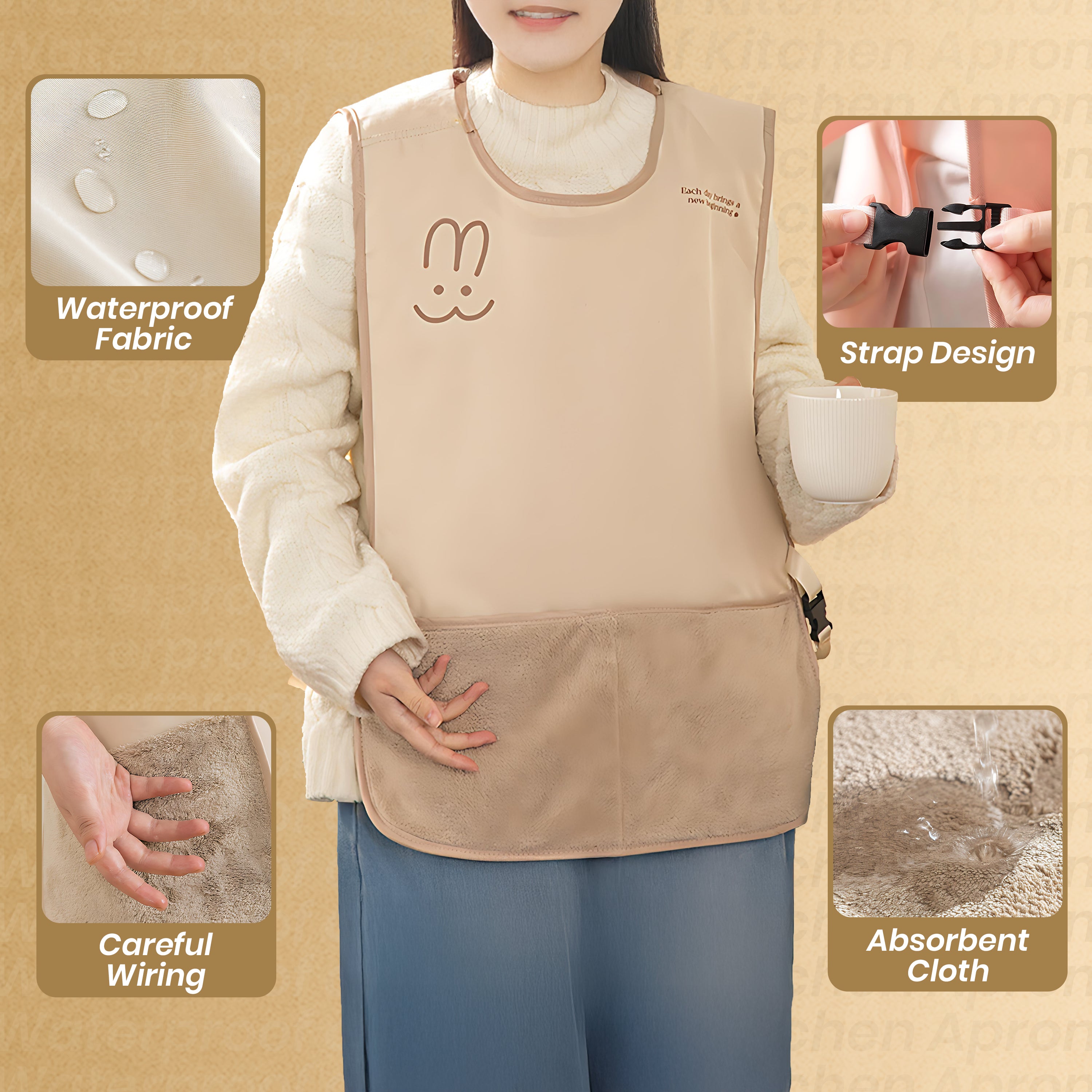 Multipurpose Waterproof and Oil-Proof Kitchen Apron with Pockets
