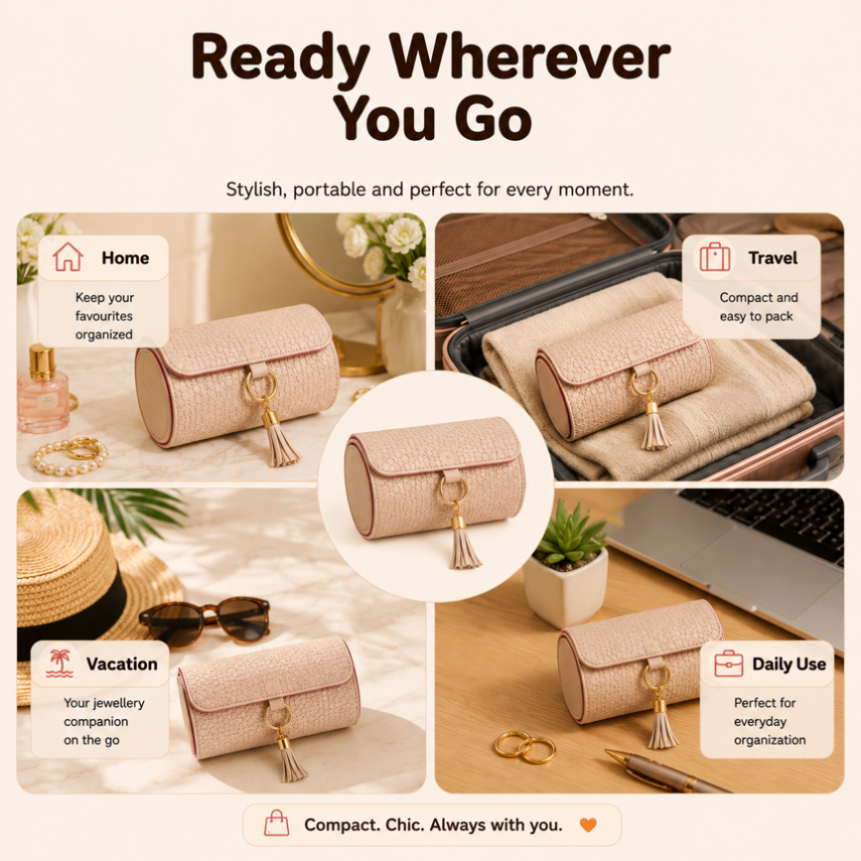 Homero Stylish and Portable 3-Layer Foldable Jewellery Case