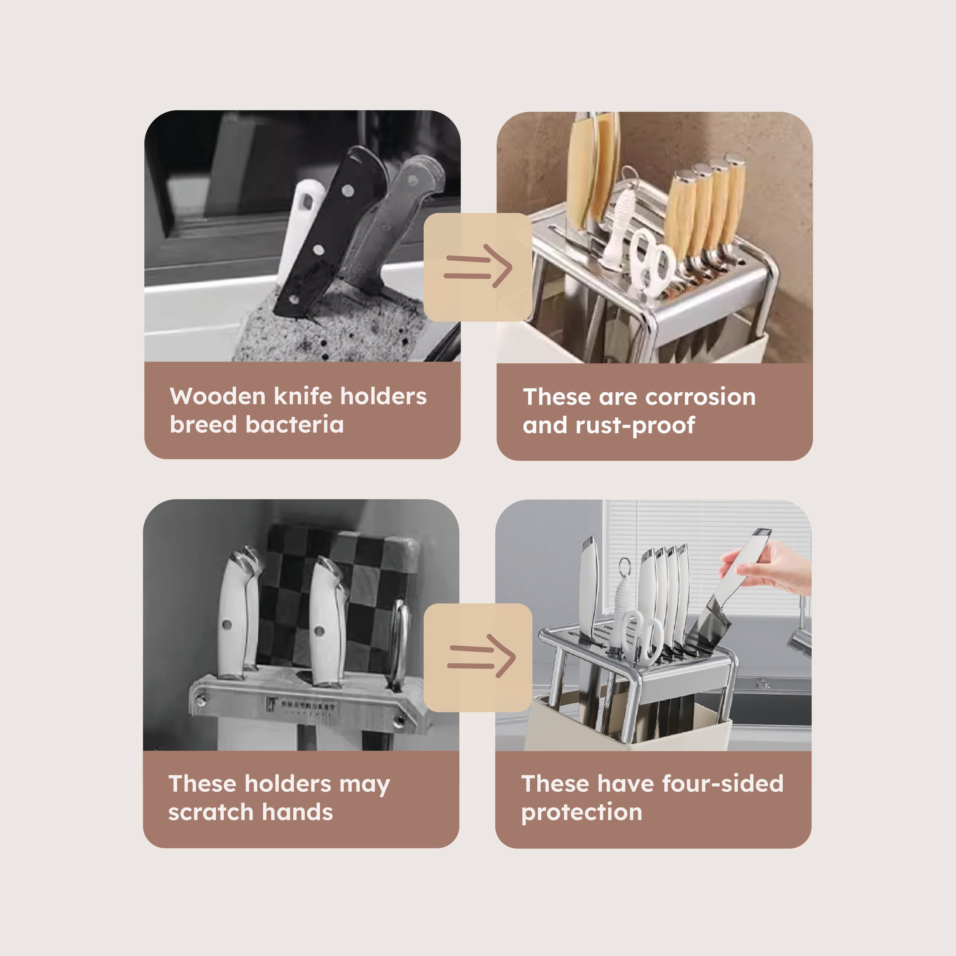 Homero Space-Saving Cutlery Holder Rack with Angled Slots – 24.5cm Compact Design