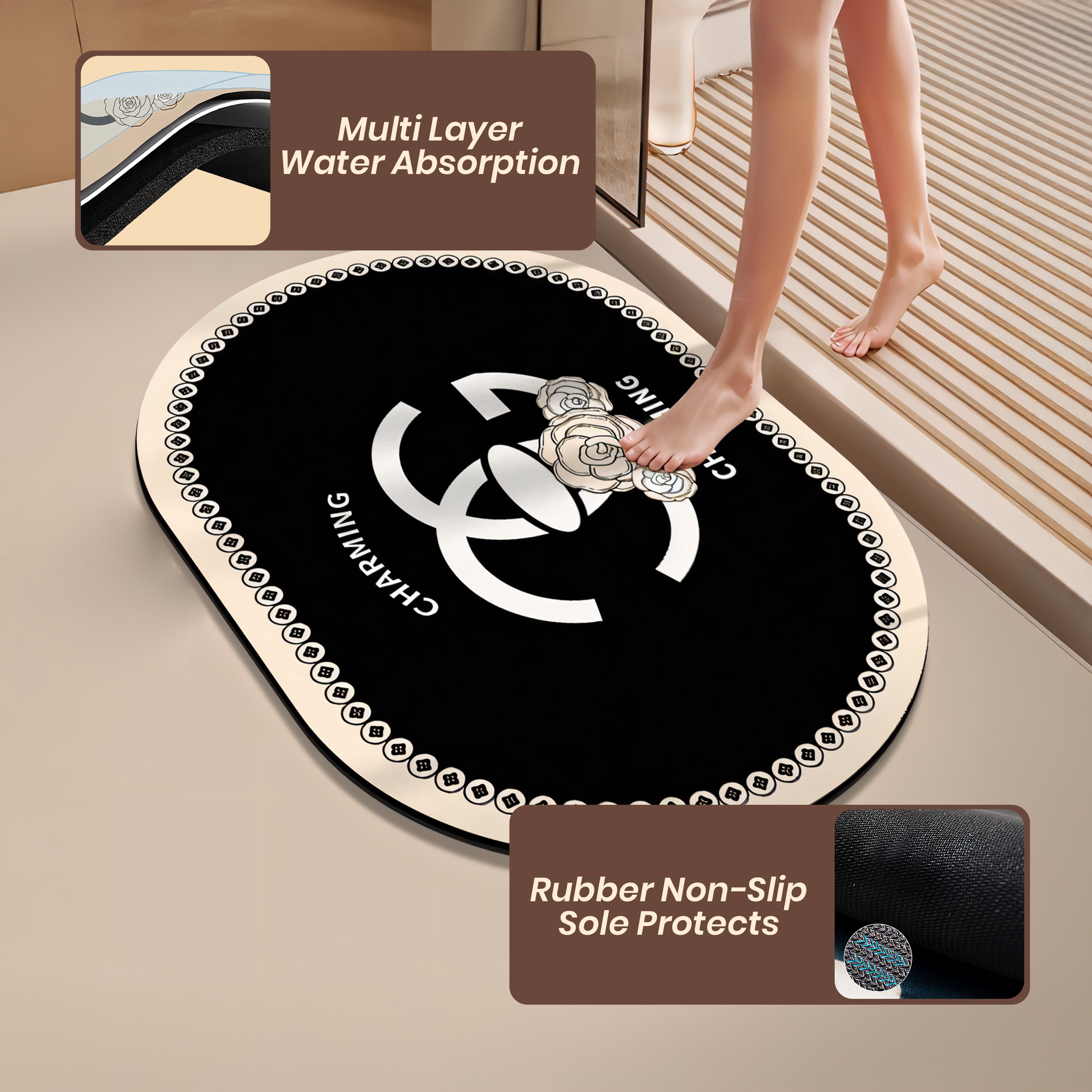 Homero Ultra Soft Cashmere Touch Bedroom Mat Non Slip Surface 60x180CM