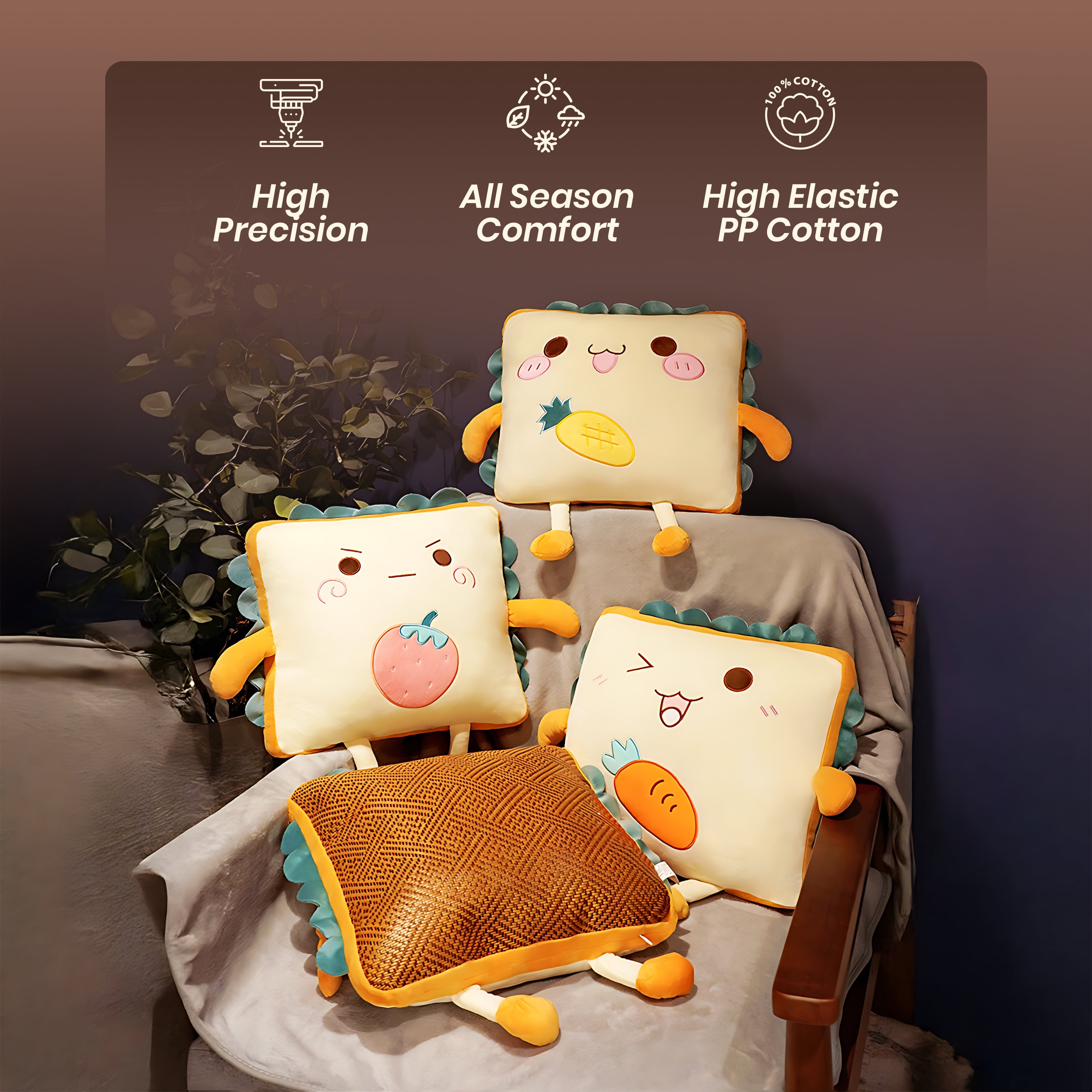 Homero 3D Cute Toast Pillow Blanket 2 in 1  Foldable Plush Quilt