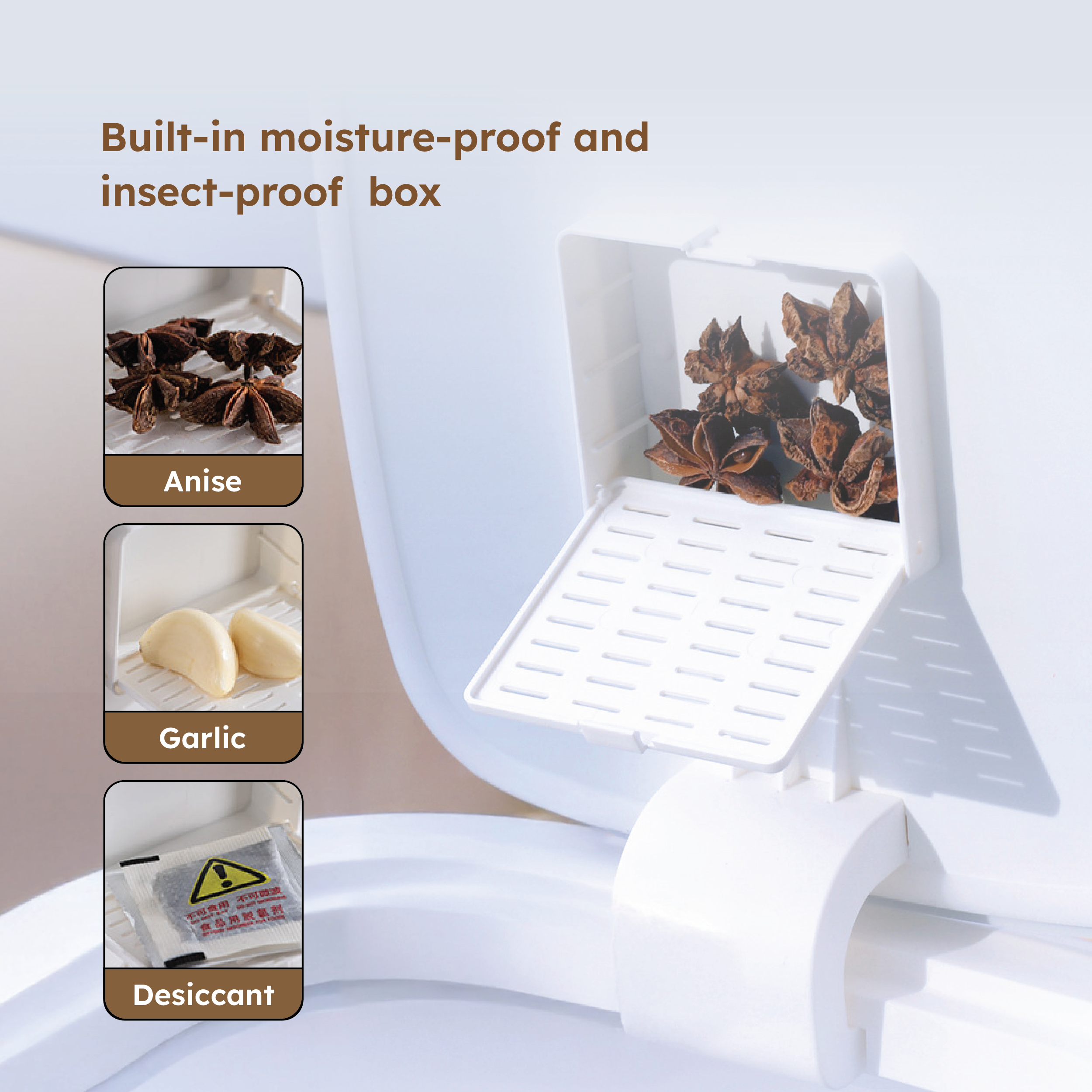 HOMERO Airtight Modern Translucent Grain Storage Container 10KG