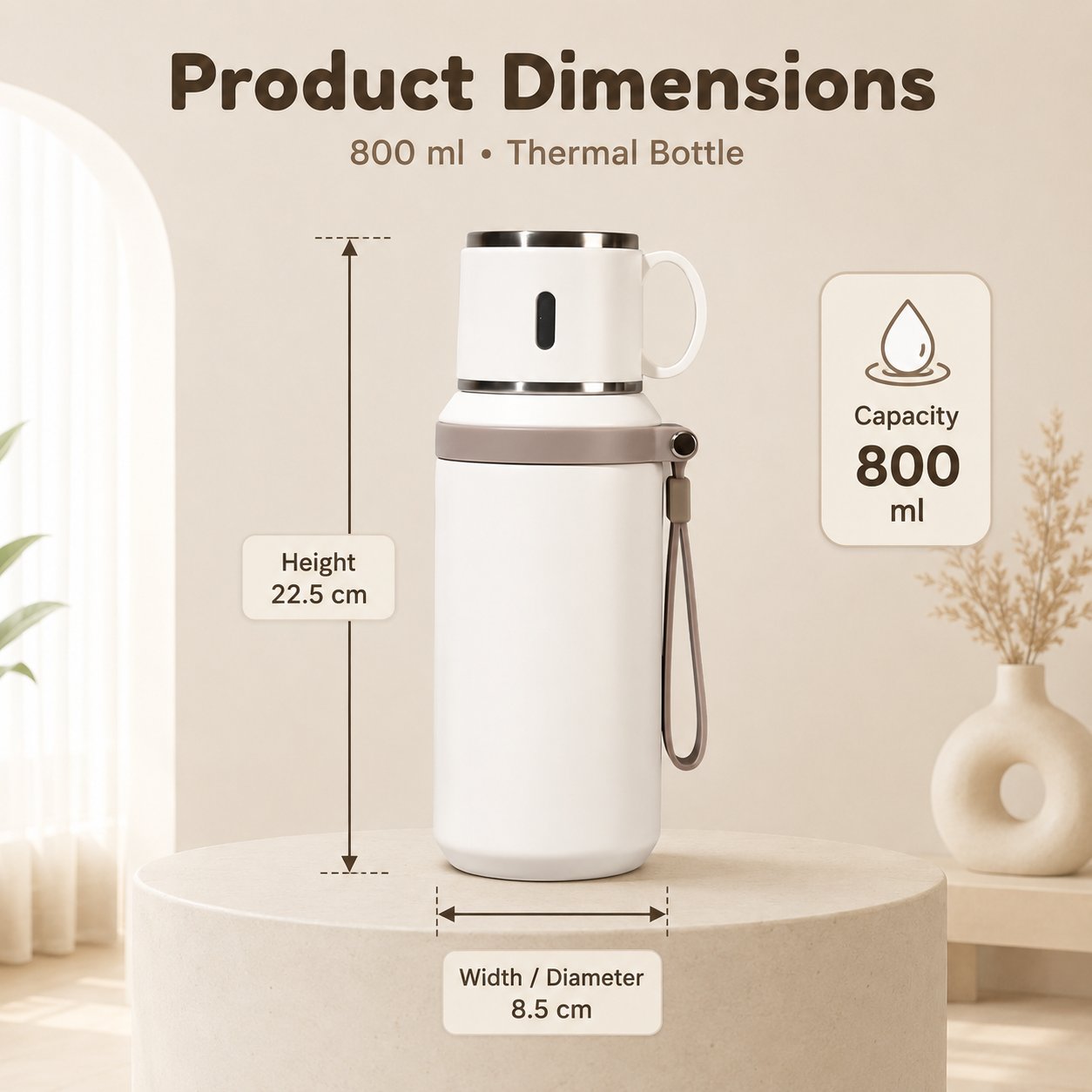 Homero Premium Stainless Steel Thermal Water Bottle - 800ml