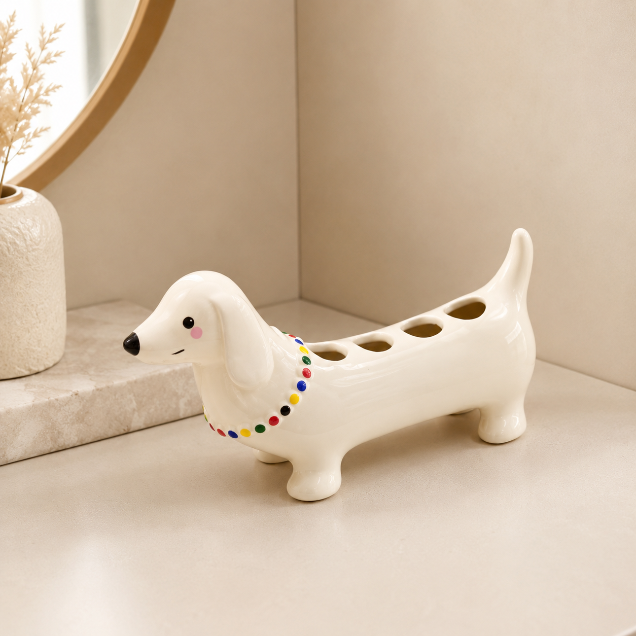 HOMERO Elegant Ceramic Cartoon Toothbrush Holder