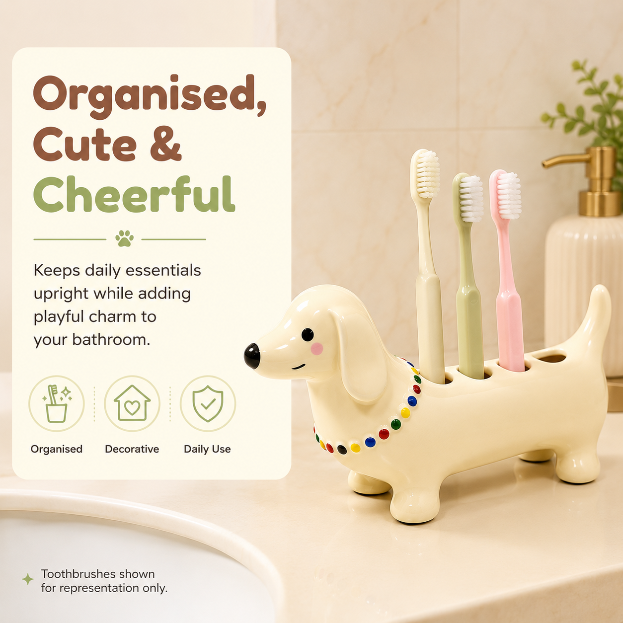 HOMERO Elegant Ceramic Cartoon Toothbrush Holder