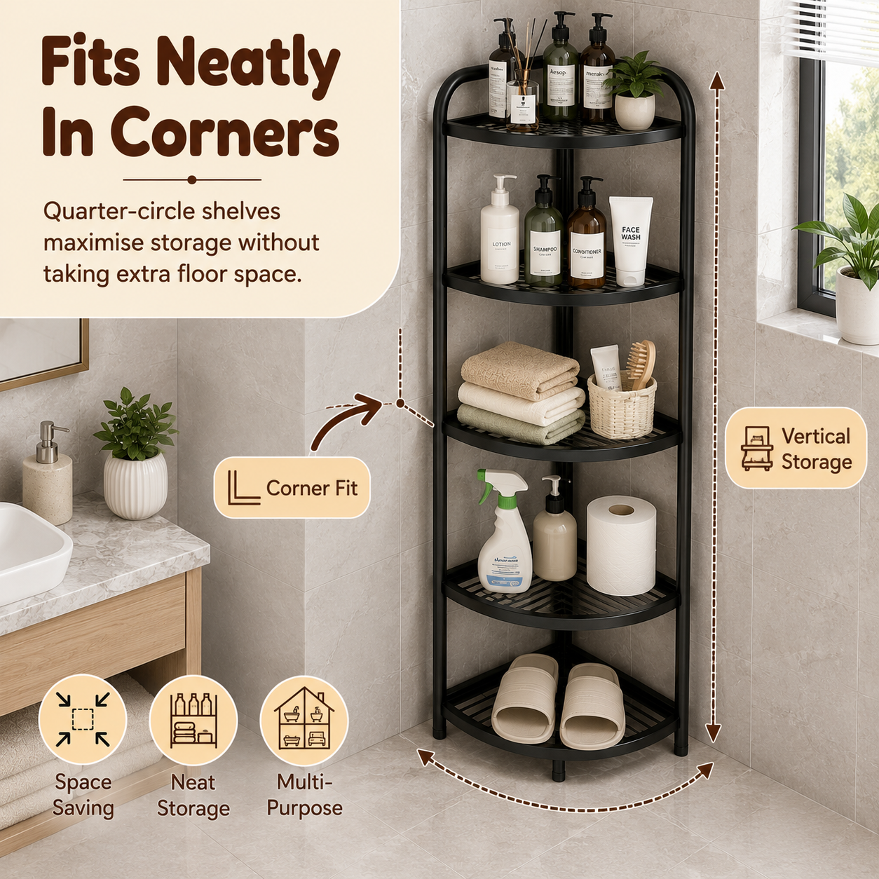 Homero Multi-Purpose Space Saving Corner Shelf Rack