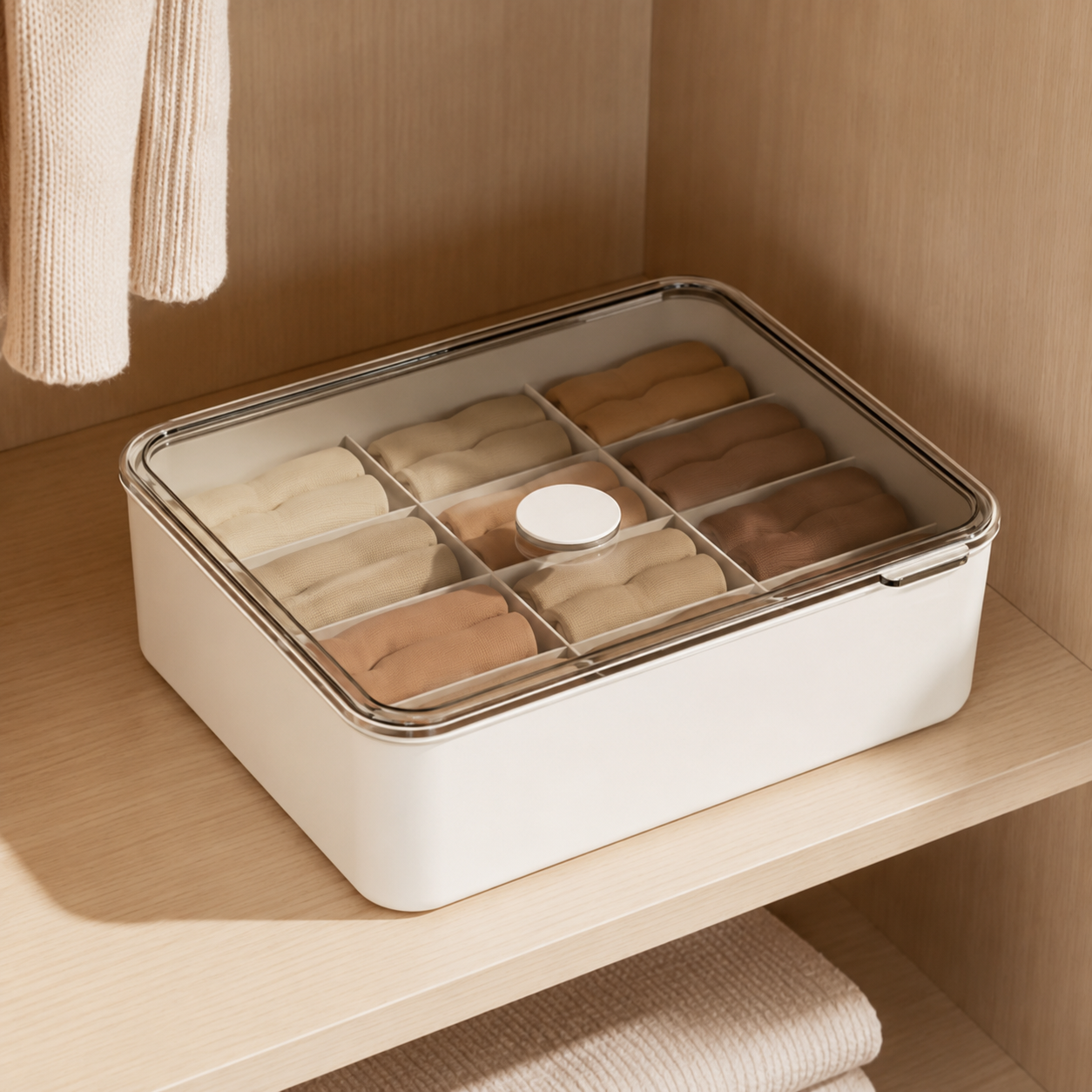 Smart Compartment Airtight Stackable Multipurpose Cloth Storage Organizer