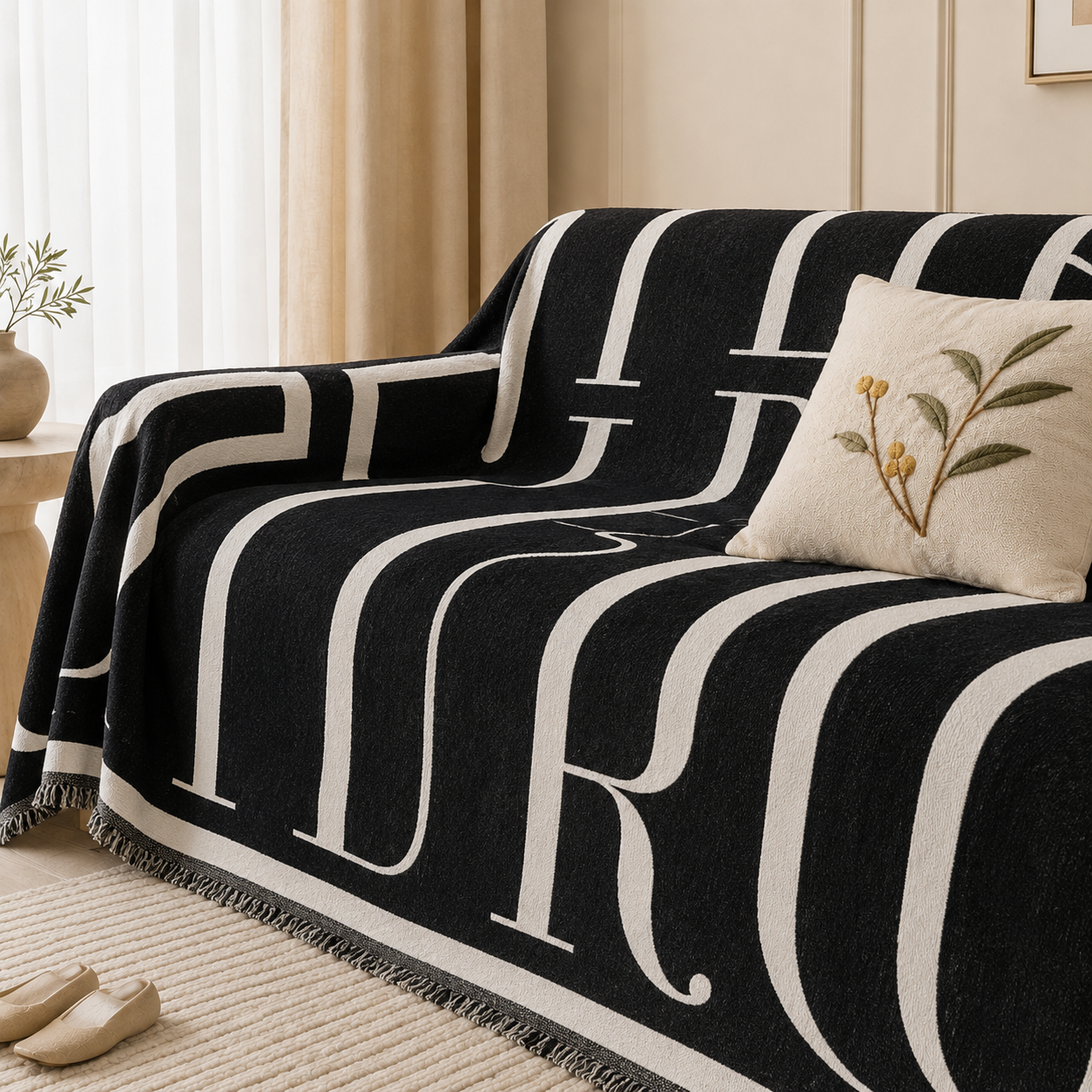 Chenille Fabric Luxury Reversible Throw Sofa Cover