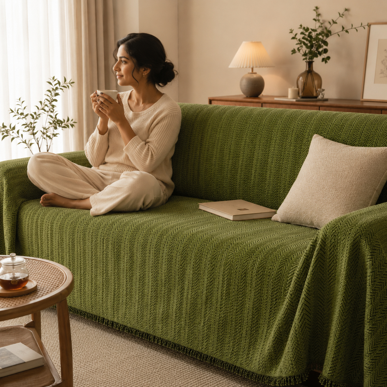 Reversible Elegant Chenille Fabric Wrinkle-Resistant Build Sofa Cover