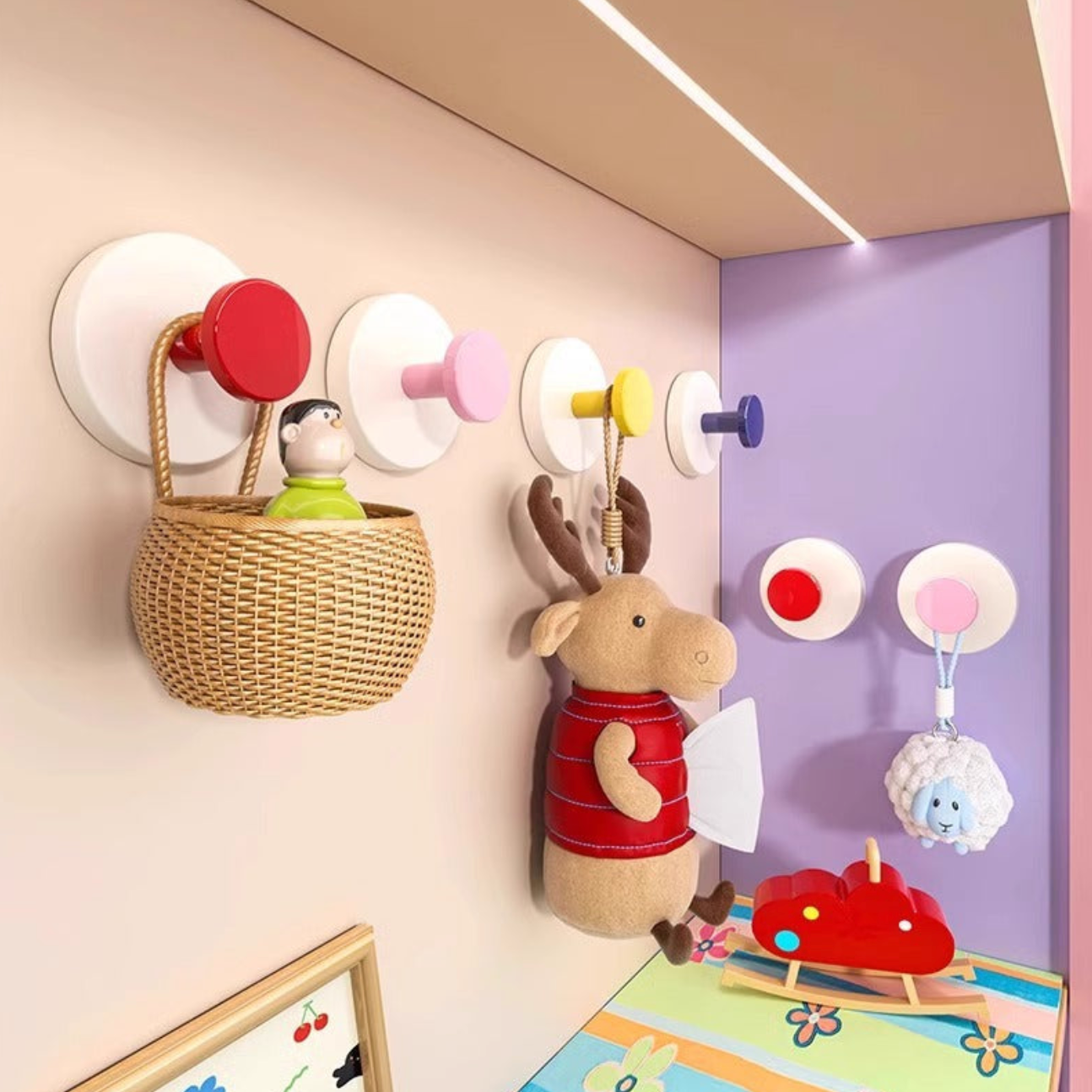 Homero Strong Grip Adhesive-Free Multicolor Suction Hook Cup