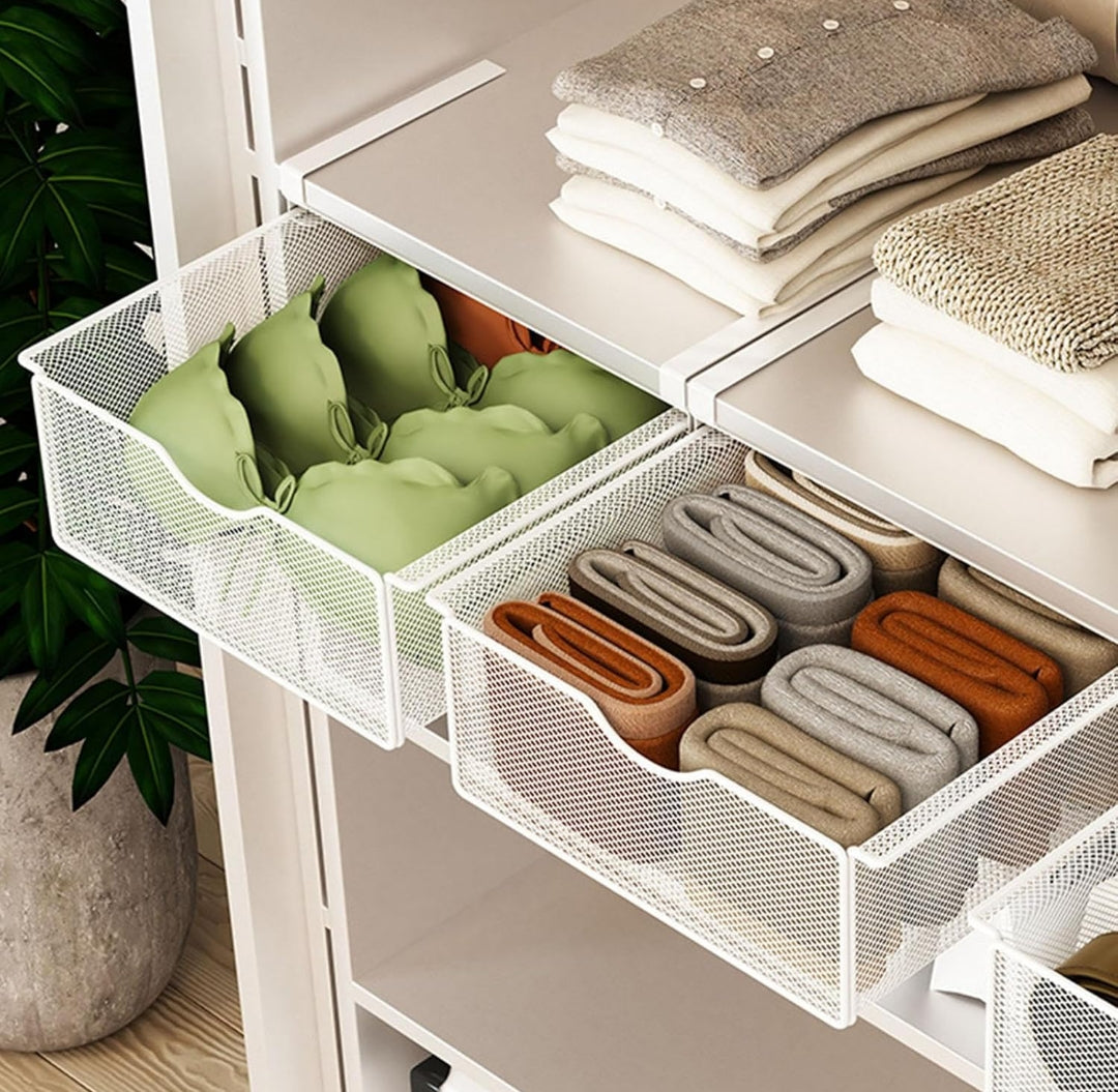 HOMERO Closet Pull Out Basket Smooth Sliding Drawer Organizer