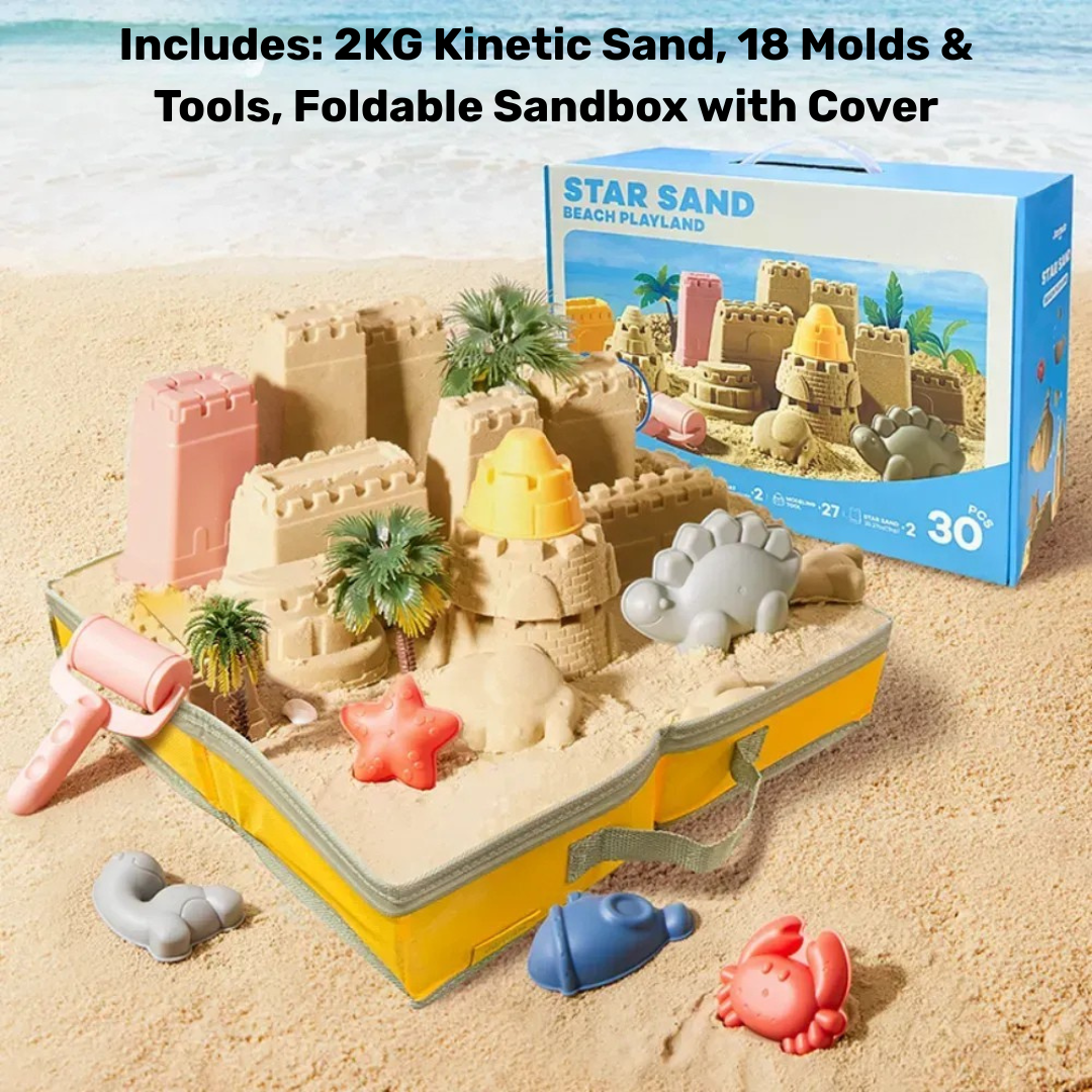 Creative Kinetic Sand Play Set with 18 Molds & Foldable Sandbox