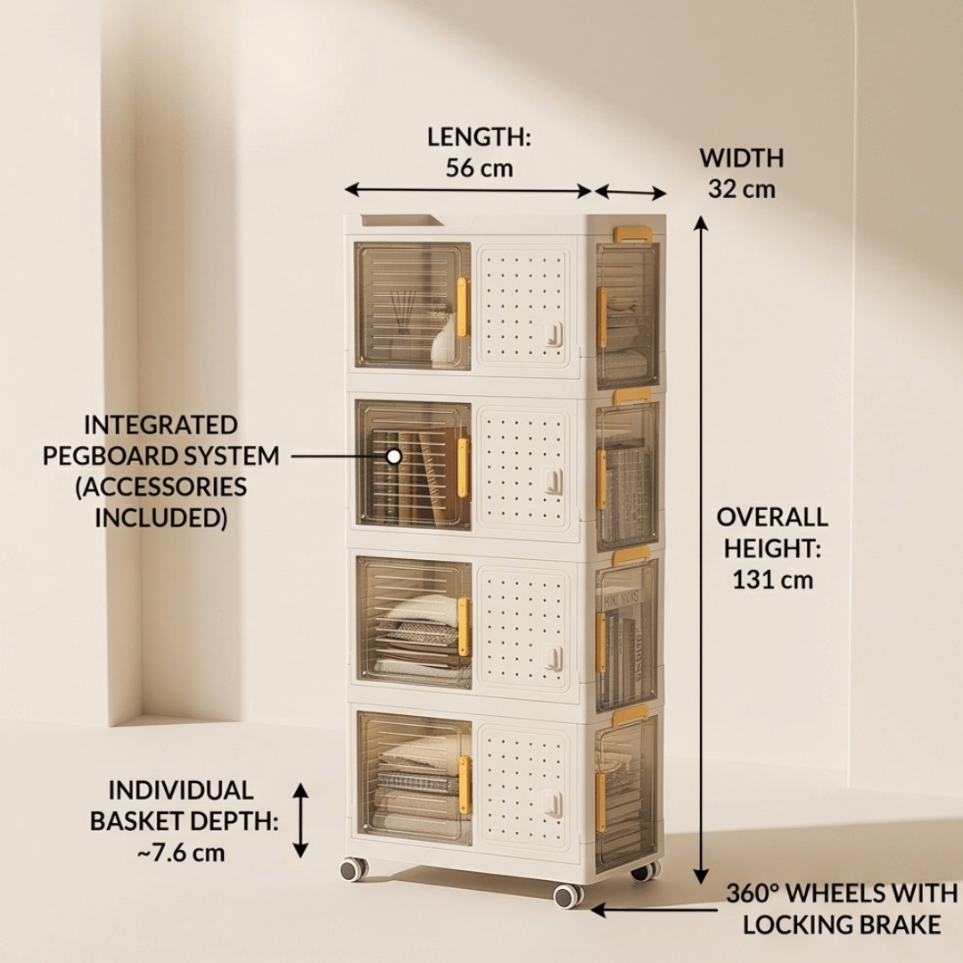 Multi-Tier Rolling Storage Bookcase With Wheels