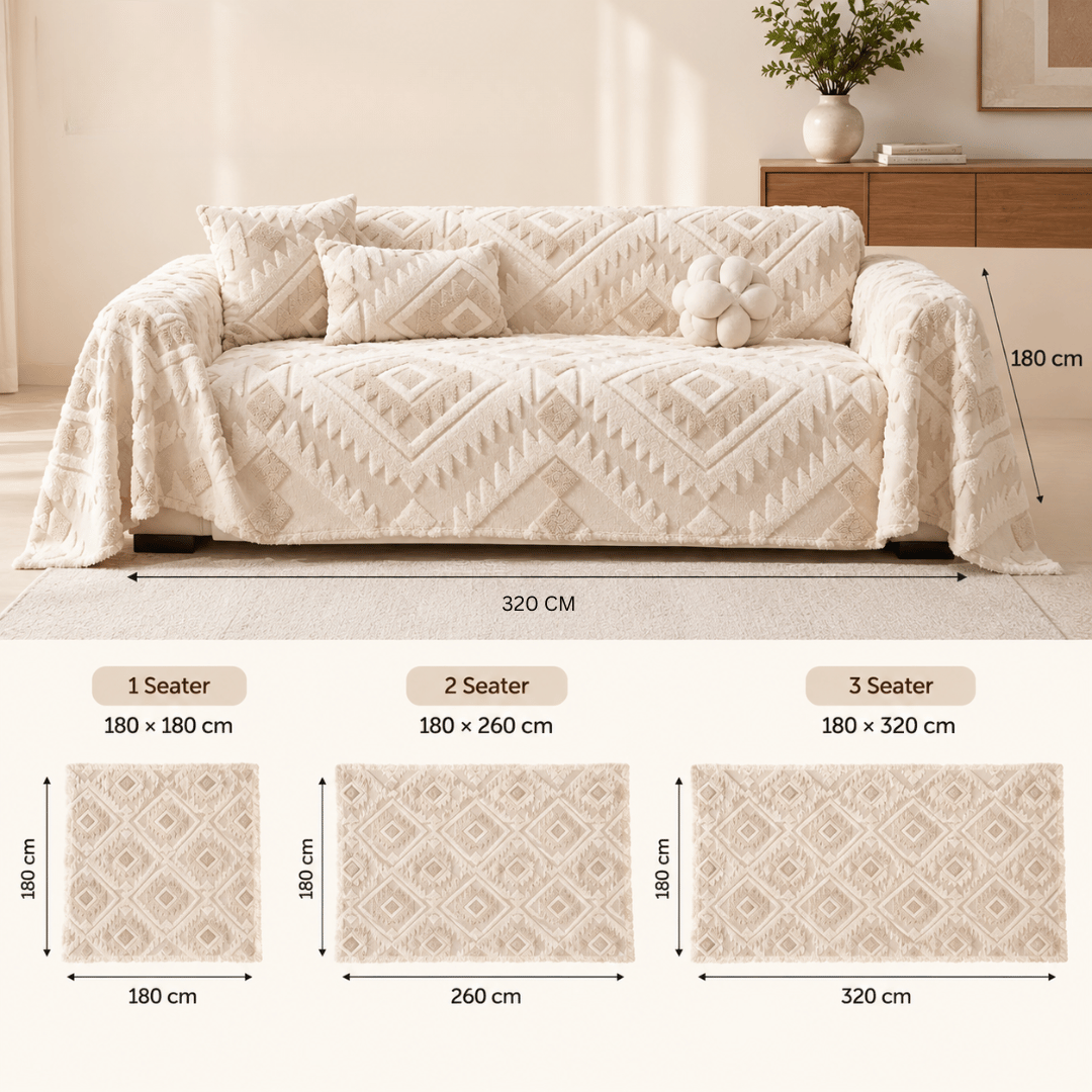 Diamond Pattern Elegant Reversible Chenille Fabric Throw Sofa Cover