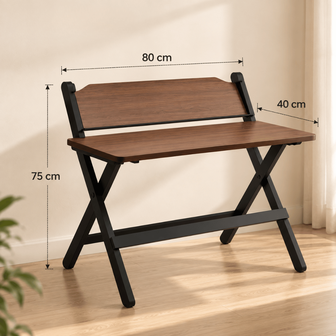 Ergonomic Minimalist Folding Study Table Height Adjustable Metal Frame Apartment Bedroom Office Workstation Gentleman Black