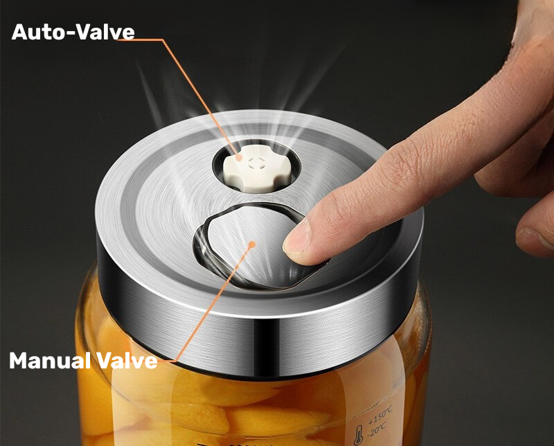 Borosilicate Glass Pickle & Snacks Jar with Dual Exhaust Valves (1 Liter)