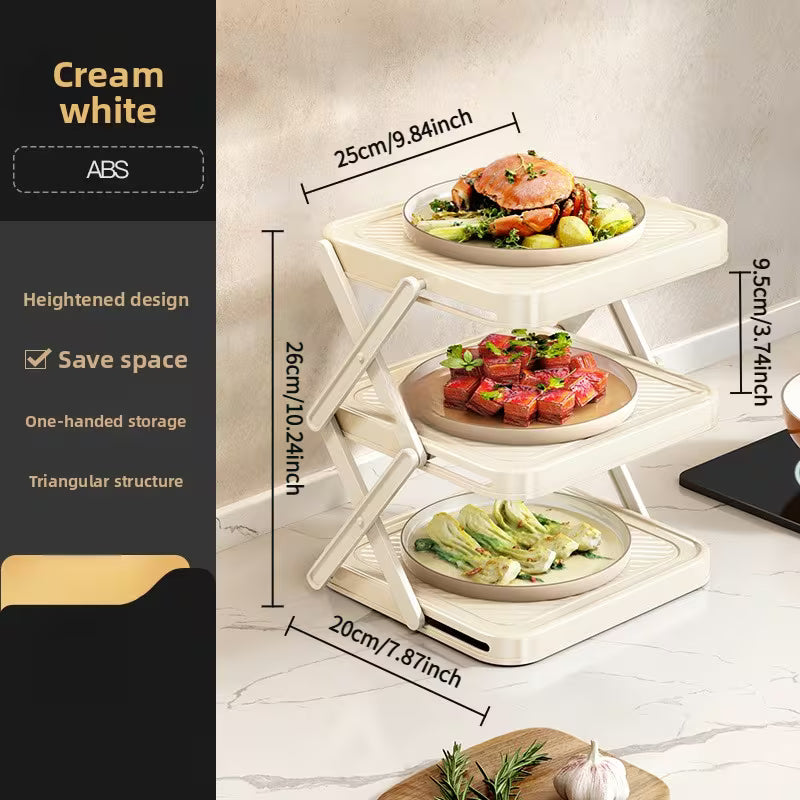 Foldable Multi Layer Dish & Prep Tray Storage Rack