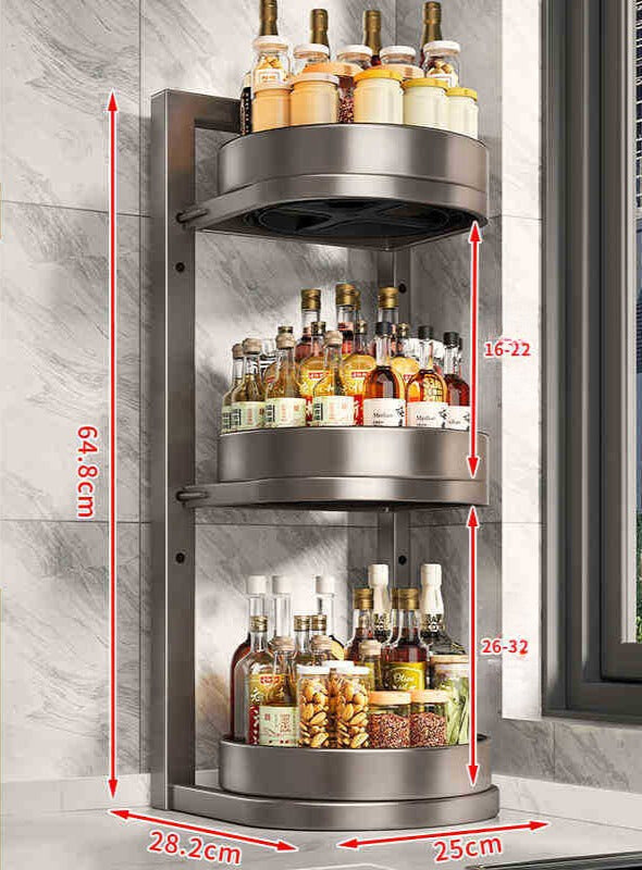 Multifunction Countertop Rotating Carbon Steel Multi-Layer Adjustable Kitchen Rack