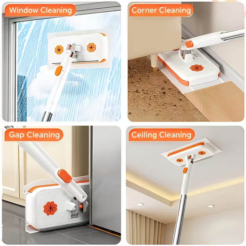 Dry Wet Cleaning Floor Mop with Flexible Clip and Washable Cloth