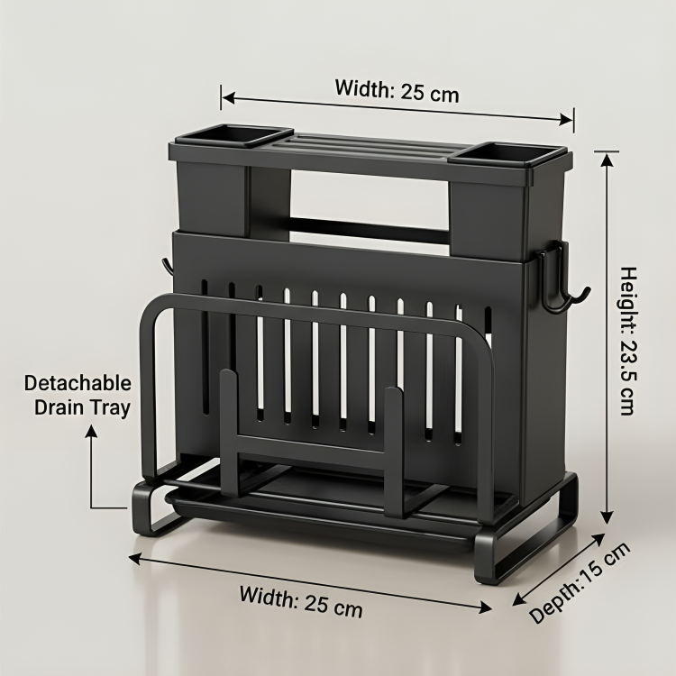 Multifunctional Kitchen Knife Holder Storage Rack with Pot Lid &amp; Cutting Board Organizer