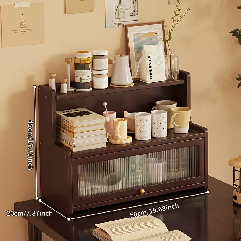 2 Tier Bamboo Flip Door Storage Cabinet