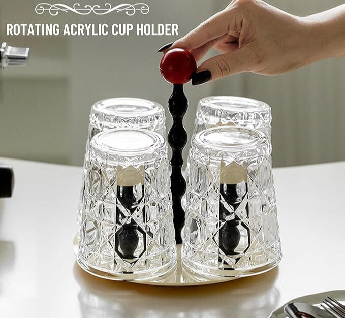 Decorative 6 Hooks Rotating Mug Rack Stand