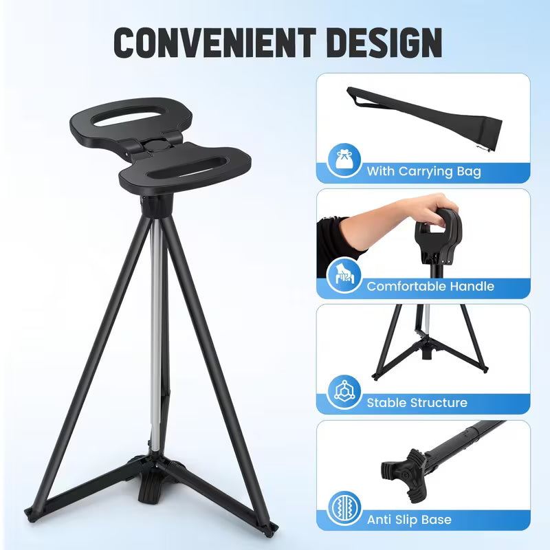 Foldable Aluminium Walking Stick with Adjustable Height Seat
