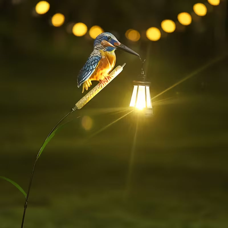 Decorative Outdoor Solar Kingfisher Garden Lantern