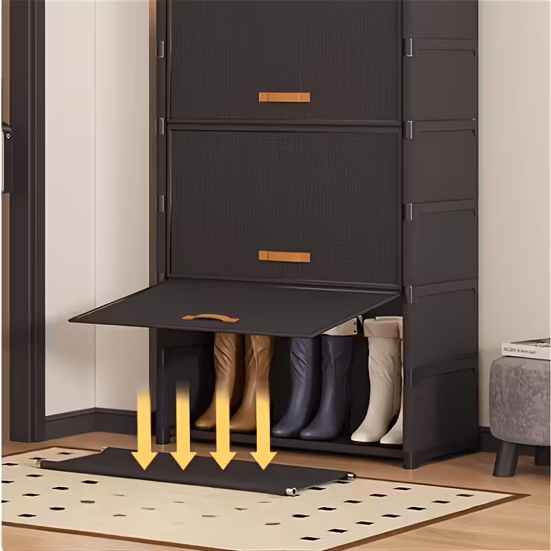 Multi Layer Dustproof Shoe Storage Cabinet with Metal Frame - 36 Pair Capacity 9 Tier