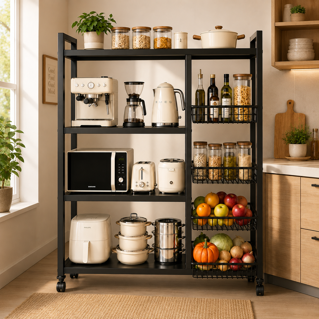 Multi Purpose Heavy Duty Mesh Baskets Storage Organizer with Wheels