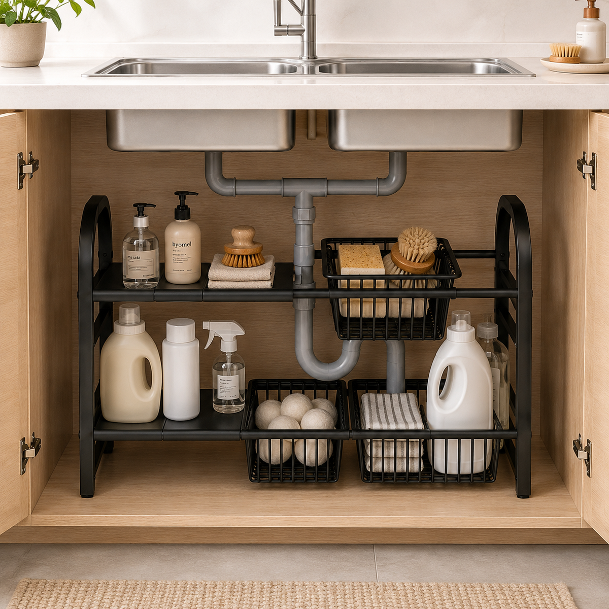 Homero 2 Layer Expandable Under Sink Storage Rack